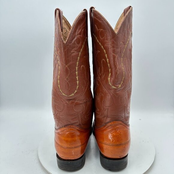 Villano Men Size Mex 28.5 US 10 Brown Colorblock Leather Pull On Western Boot - Picture 5 of 14